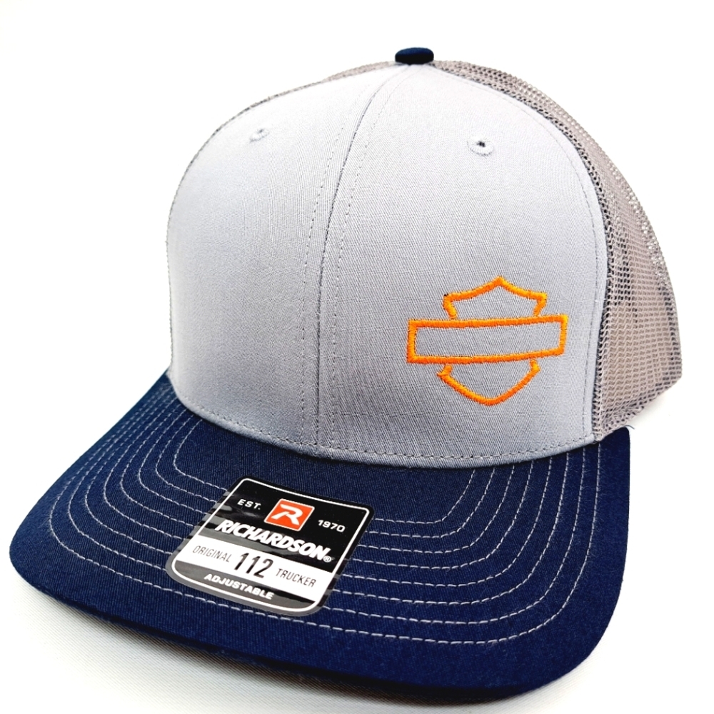 Harley Davidson Shield Richardson 112 Mesh Snapback Cap Hat Embroidered
